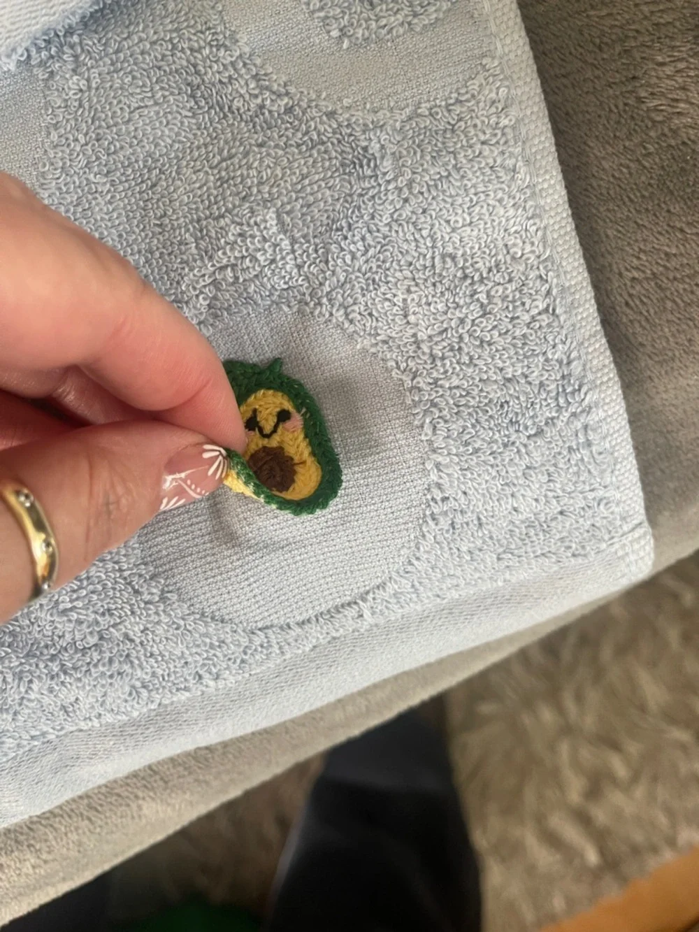 Light Blue Avocado Embroidered Hand Towel set